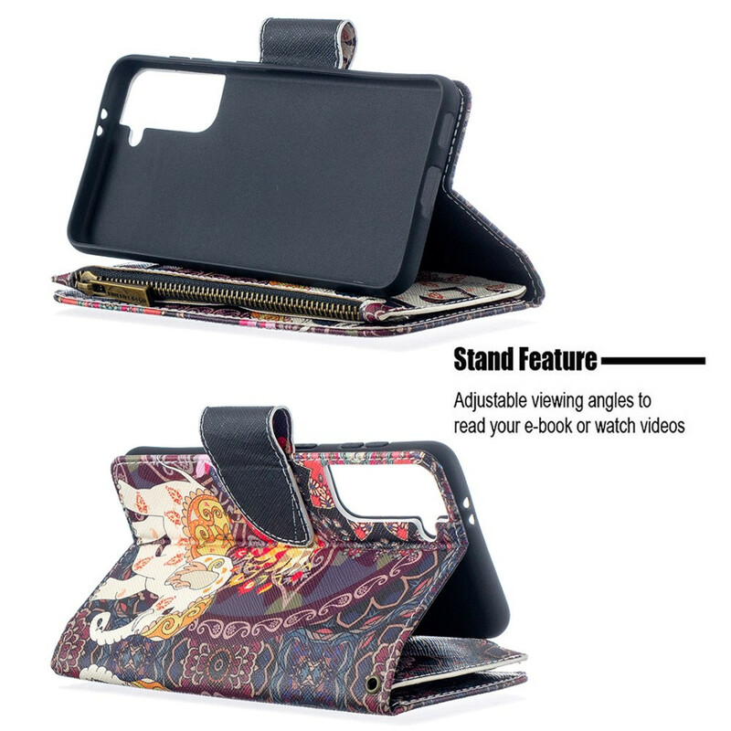 Funda de elefante con cremallera para Samsung Galaxy S21 5G