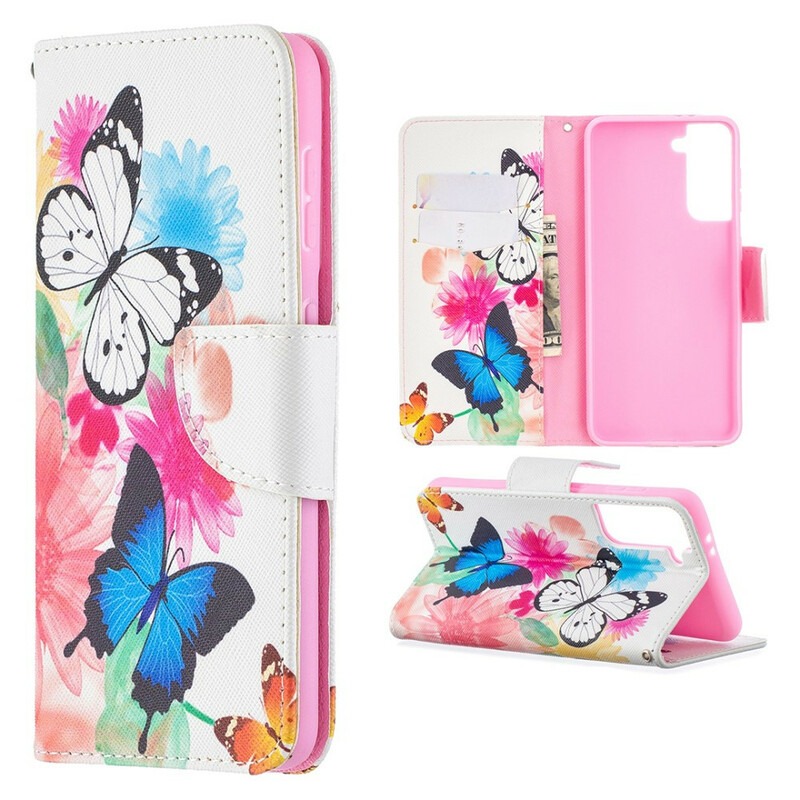 Funda Samsung Galaxy S21 5G Pintada Mariposas y Flores