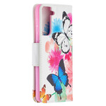 Funda Samsung Galaxy S21 5G Pintada Mariposas y Flores