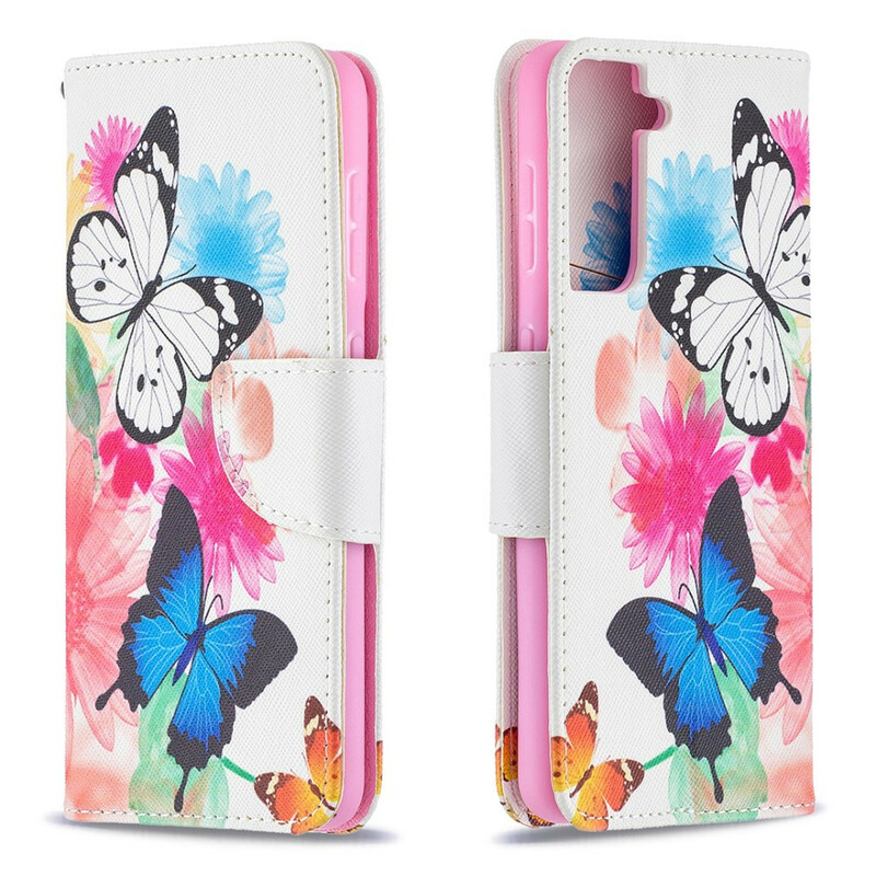 Funda Samsung Galaxy S21 5G Pintada Mariposas y Flores