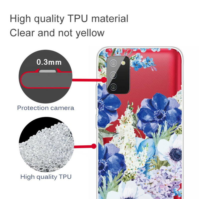 Samsung Galaxy A02s Funda de flor de acuarela transparente