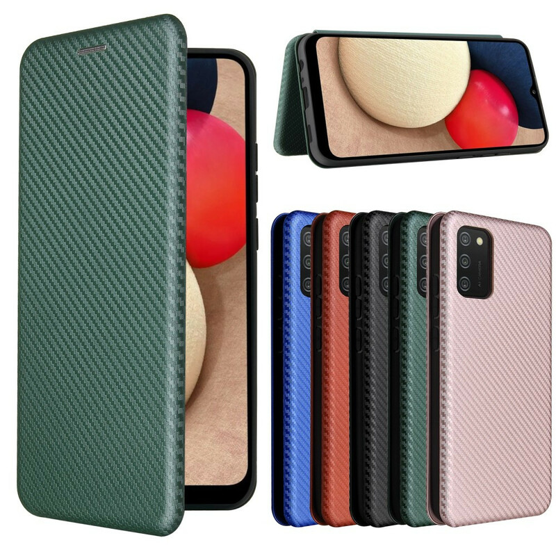 Flip Cover Samsung Galaxy A02s Fibra de Carbono