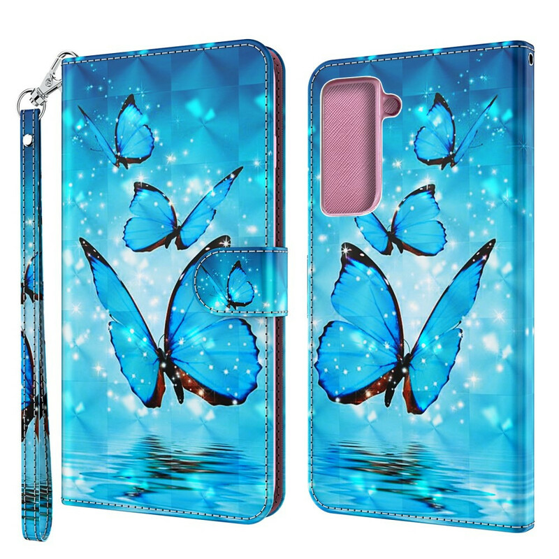 Funda Samsung Galaxy S21 Plus 5G Mariposas Azules Voladoras