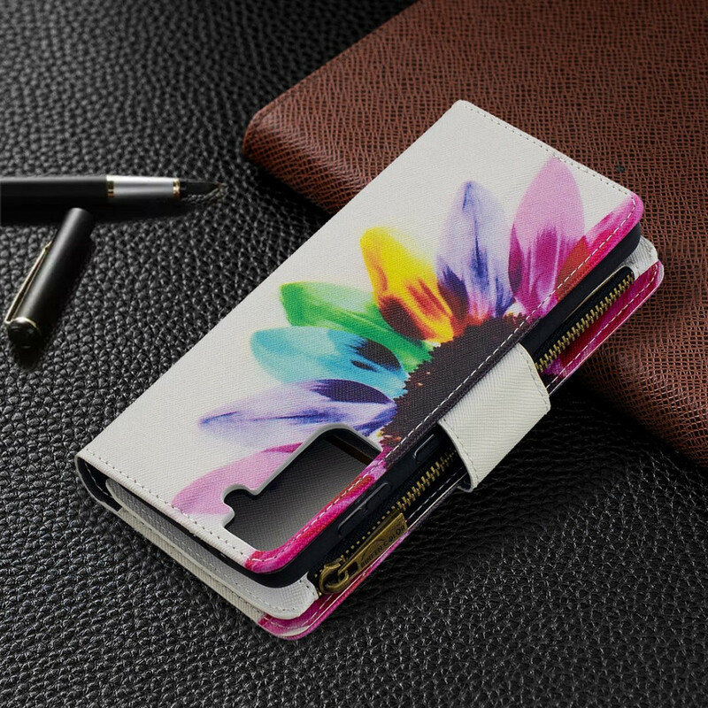 Funda de bolsillo con cremallera Samsung Galaxy S21 Plus 5G Flor