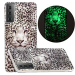 Samsung Galaxy S21 5G Funda fluorescente de leopardo
