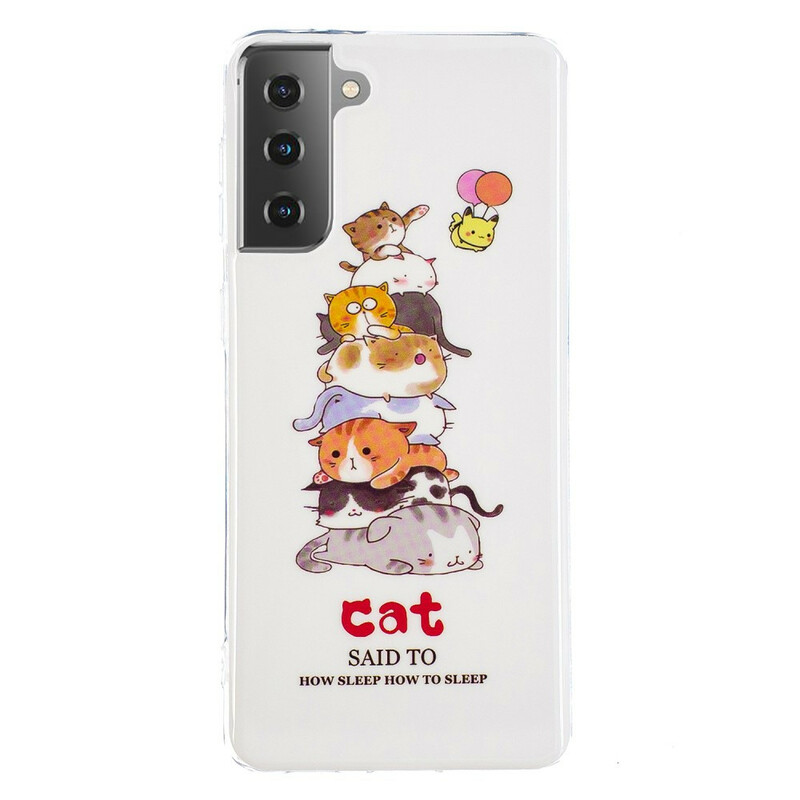 Funda fluorescente para Samsung Galaxy S21 5G Cats
