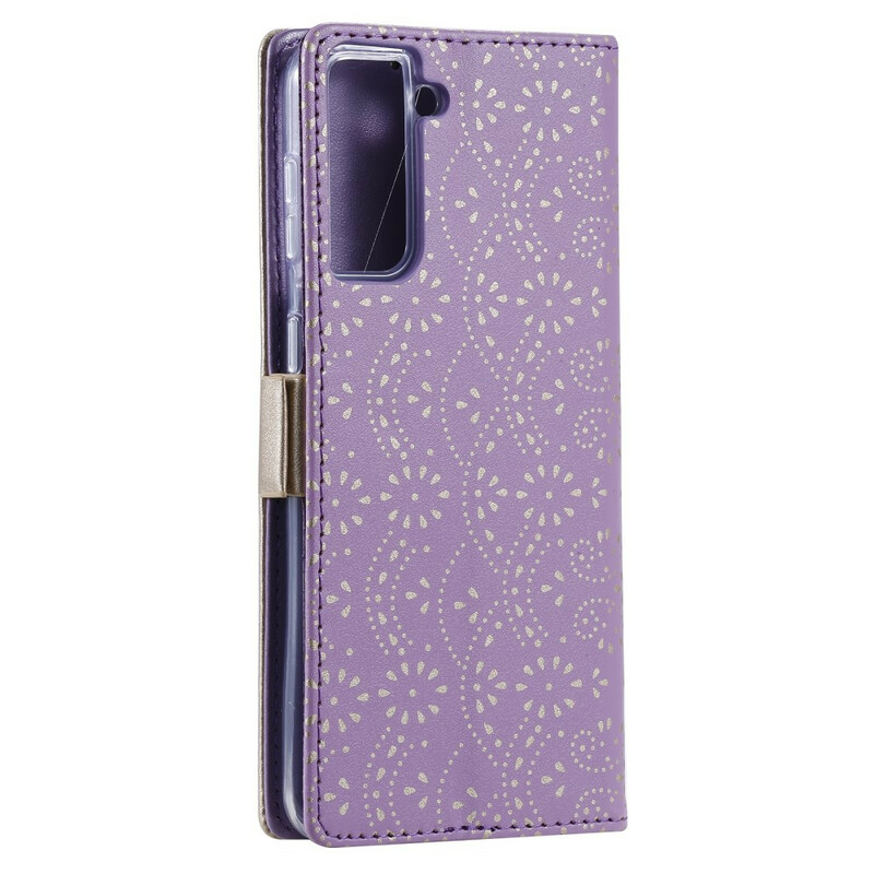 Samsung Galaxy S21 5G Funda de encaje para cartera con colgante