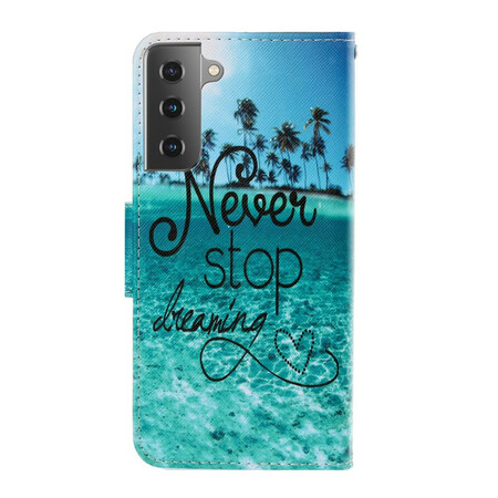 Funda con colgante Samsung Galaxy S21 Plus 5G Never Stop Dreaming Navy