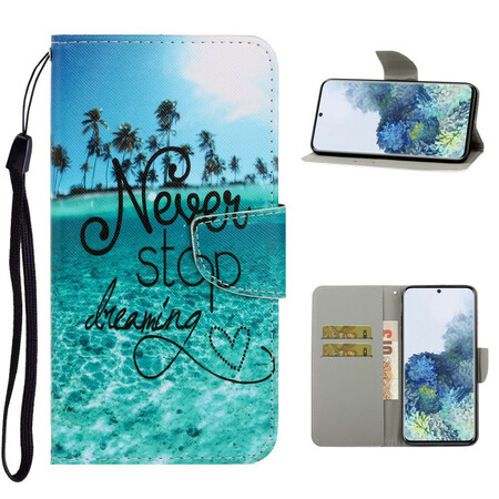 Funda Samsung Galaxy S21 5G Never Stop Dreaming Navy con colgante