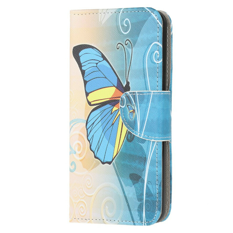 Samsung Galaxy A52 5G Funda Mariposa Azul y Amarillo