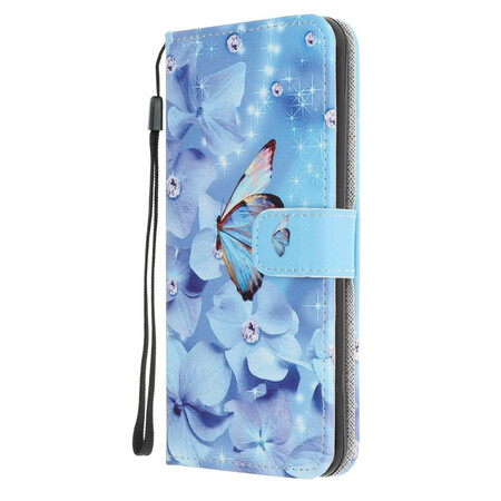 Funda Samsung Galaxy A52 5G Mariposas de diamante con colgante