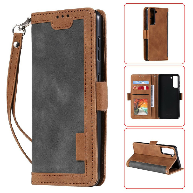Funda Samsung Galaxy S21 5G de piel sintética bicolor con contornos reforzados
