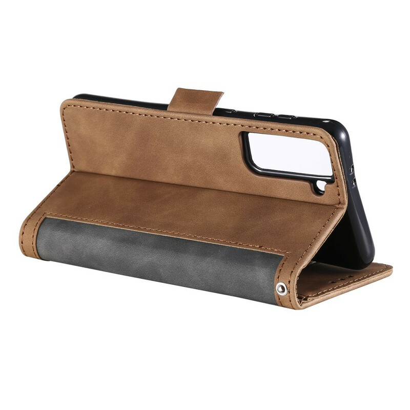 Funda Samsung Galaxy S21 5G de piel sintética bicolor con contornos reforzados