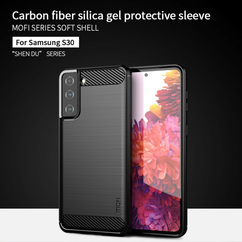 Samsung Galaxy S21 5G Funda de fibra de carbono cepillada MOFI